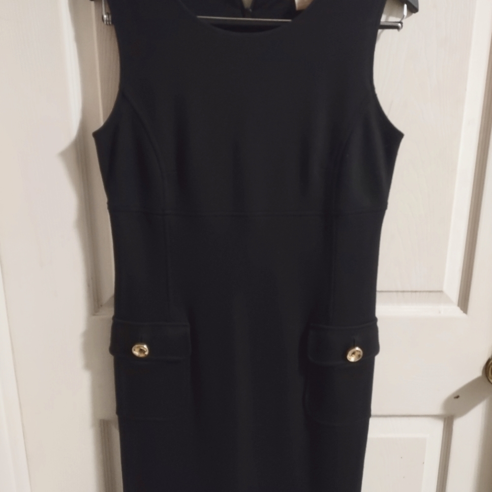 Micheal Kors Black knee length dress with gold buttons